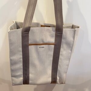 Ted Baker Light Tan Canvas Tote with Brown Accents